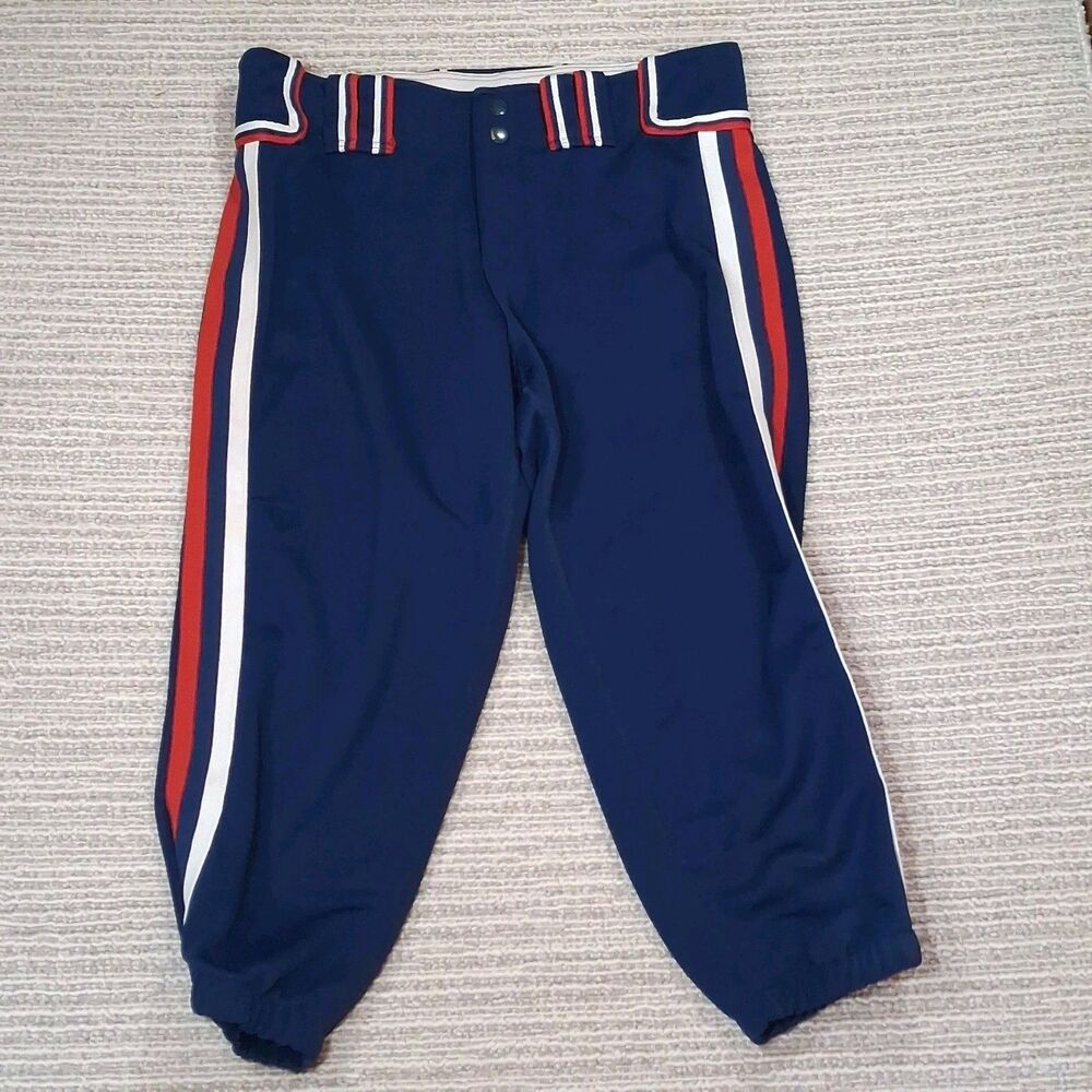BOOMBAH BASEBALL PANTS MEN 32 BLUE RED WHITE STRIPE VINTAGE KNICKER PINSTRIPE